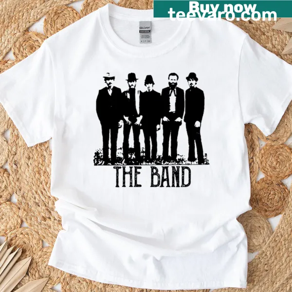 Vintage-style concert t-shirt featuring a retro band logo design