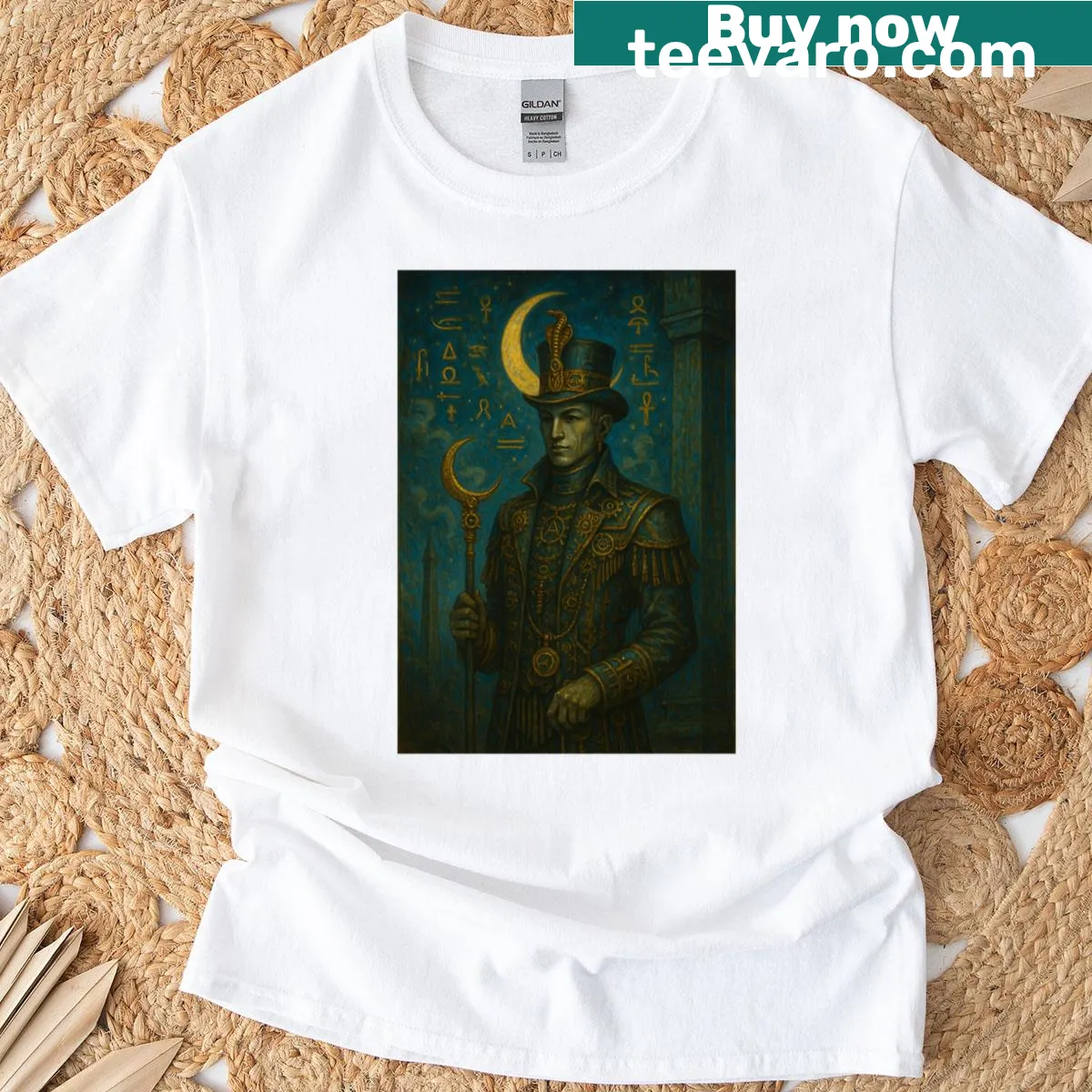 Oversized T-shirt with a silhouette of the Lunar Guardian of Khonsu. — on a men's t-shirt