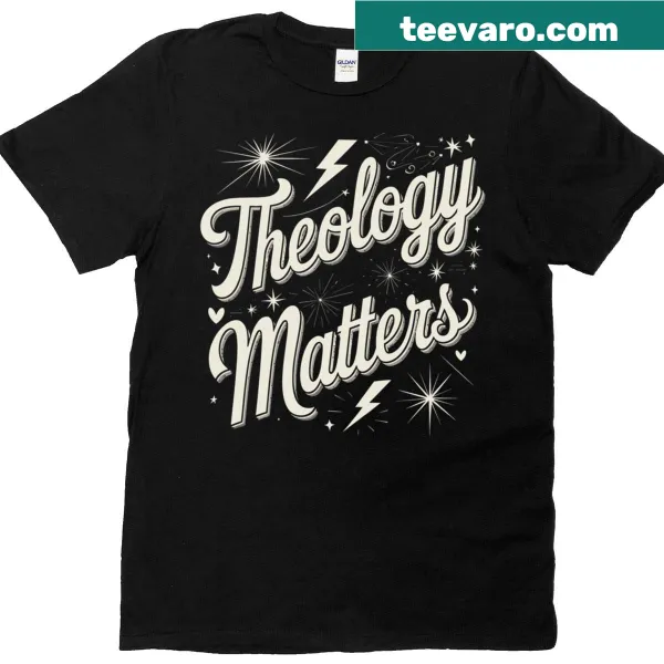 Minimalist T-shirt with typography emphasizing theology