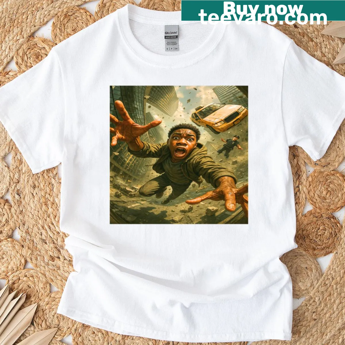Playful typographic design representing time on oversized T-shirt — on a men's t-shirt