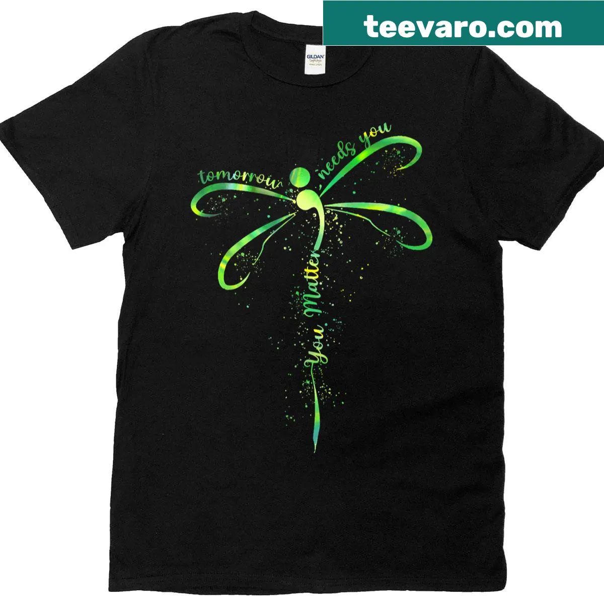 T-shirt with the message 'Tomorrow Needs You' promoting mental health awareness — on a men's t-shirt