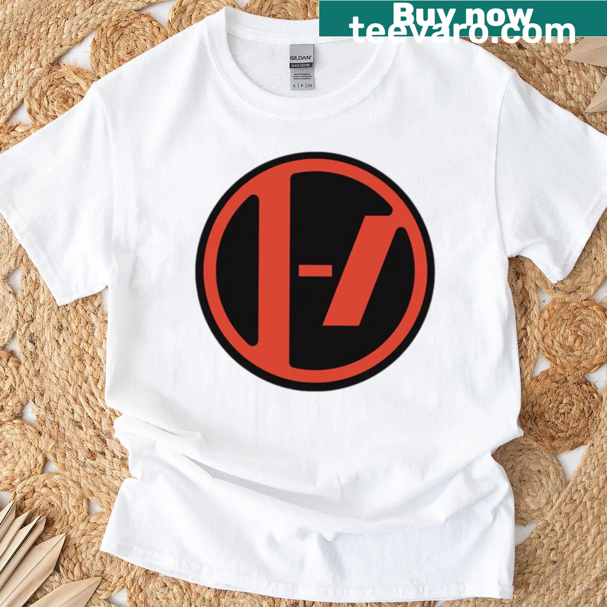 Futuristic logo graphic on a T-shirt designed for everyday wear — on a men's t-shirt