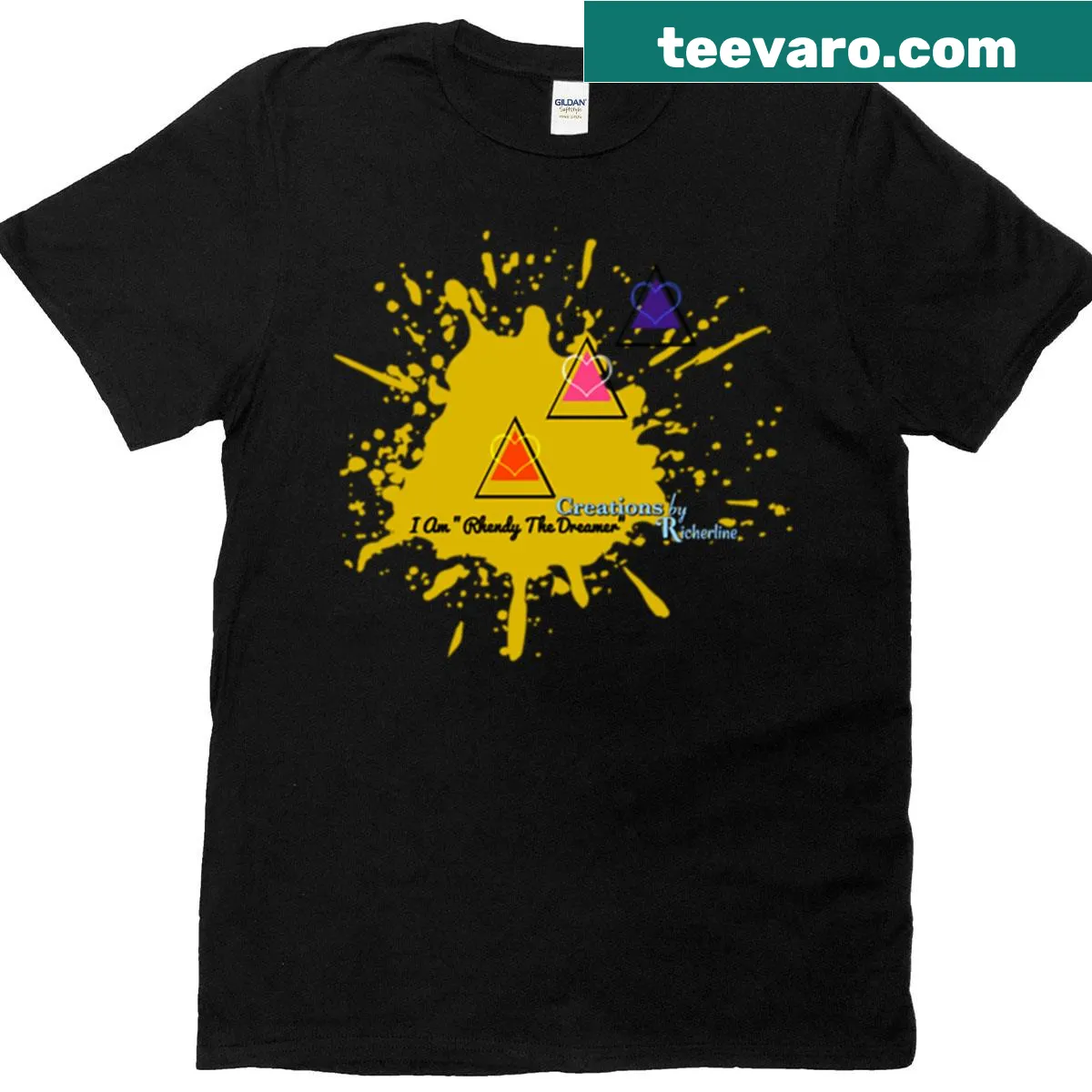 Graphic t-shirt featuring three interlocking triangles representing love — on a men's t-shirt