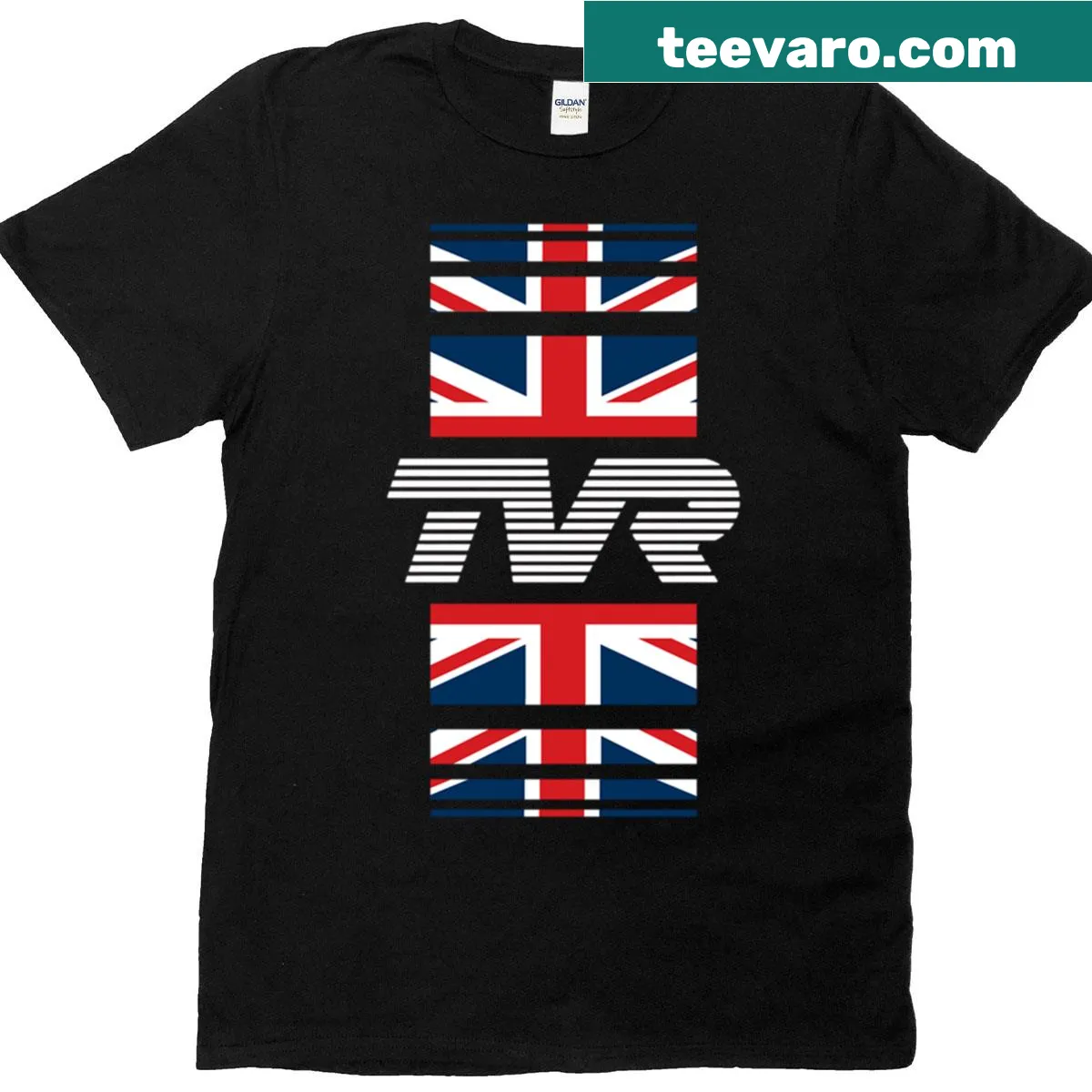 Minimalist silhouette of a TVR automobile on t-shirt — on a men's t-shirt
