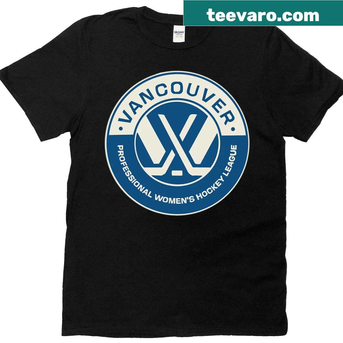 T-shirt with the Vancouver Pwhl logo design — on a men's t-shirt