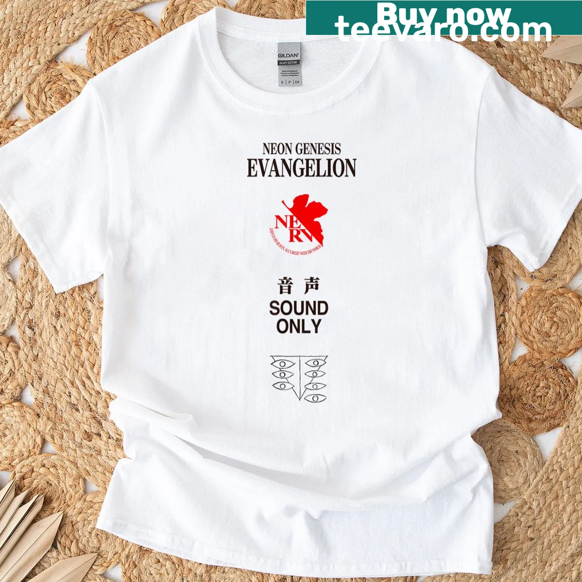 T-shirt featuring a variety of items related to manga culture — on a men's t-shirt