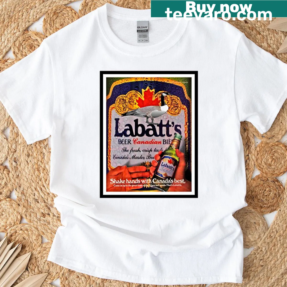 Vintage T-shirt featuring a Canada Goose in nature — on a men's t-shirt