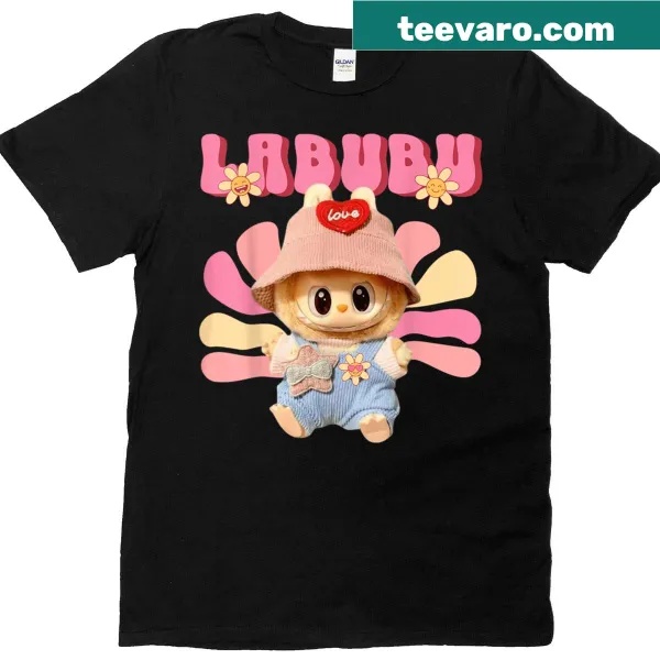 Cute vintage Labubu monster graphic T-shirt for women and kids