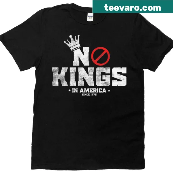 Vintage tee with the phrase 'No Kings In America Since 1776', patriotic design