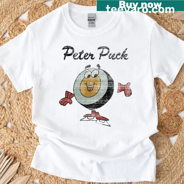 Vintage T-shirt featuring the character Peter Puck from hockey culture