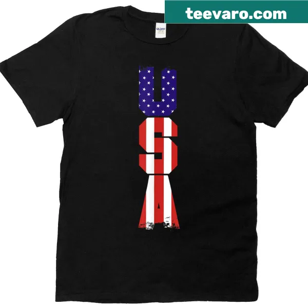 Vintage t-shirt featuring a vertical USA flag design