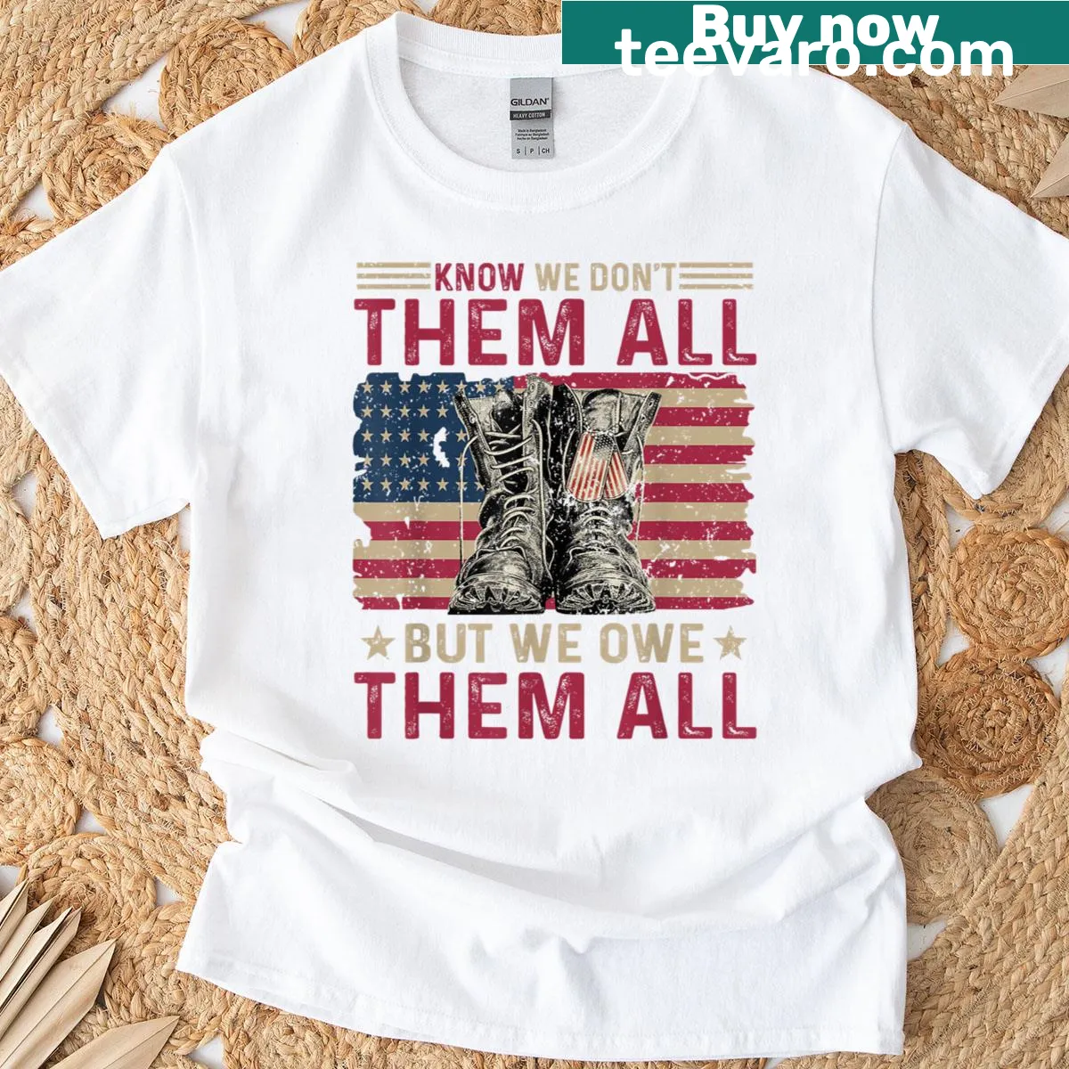 Memorial Day T-shirt with the phrase 'We Don't Know Them All But We Owe Them All' — on a men's t-shirt