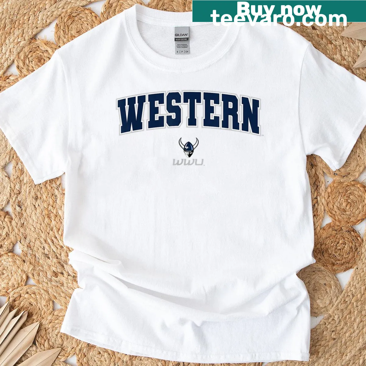 Western Washington University Vikings t-shirt featuring the arch logo design. — on a men's t-shirt