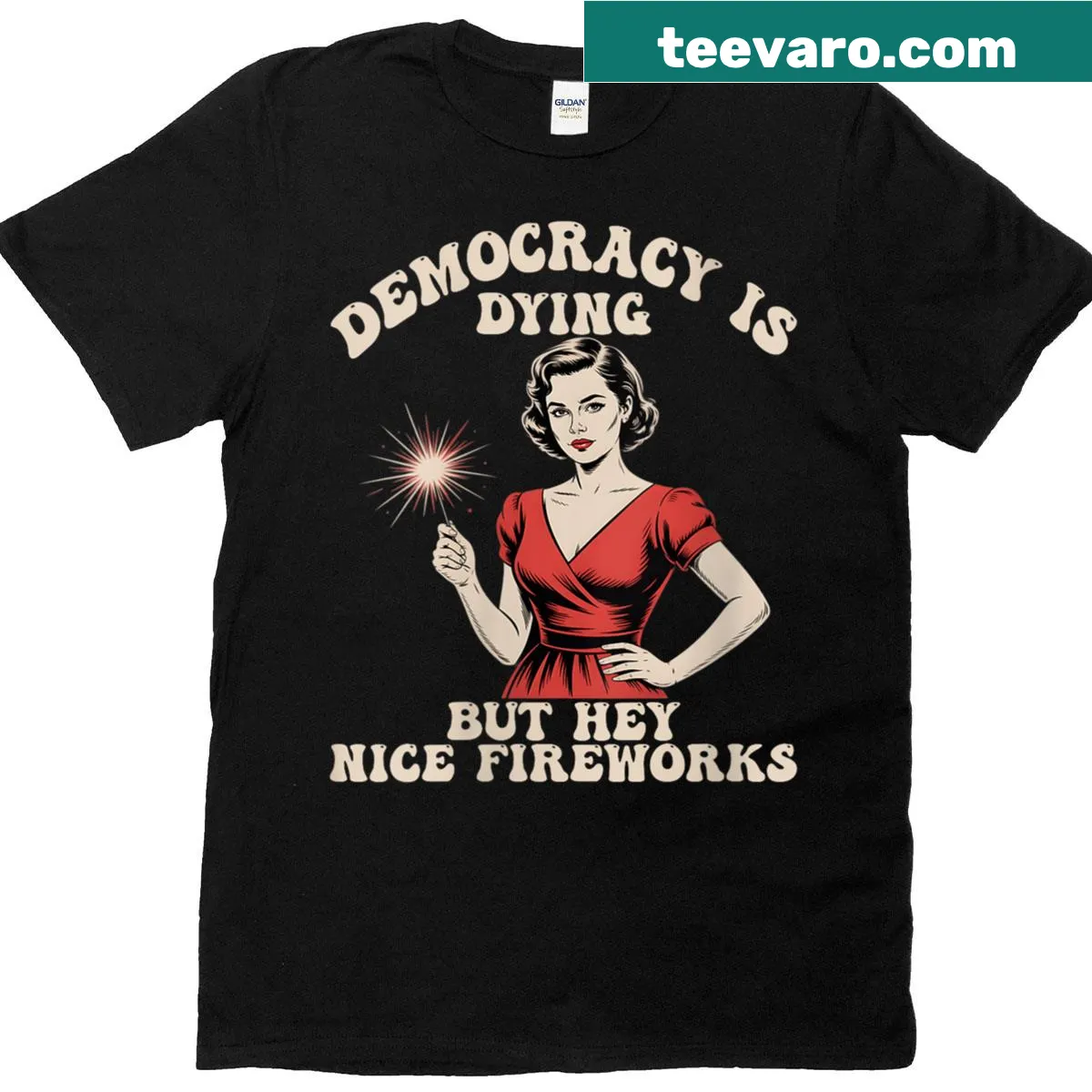 Humorous Fourth of July T-shirt with a clever text design — on a men's t-shirt
