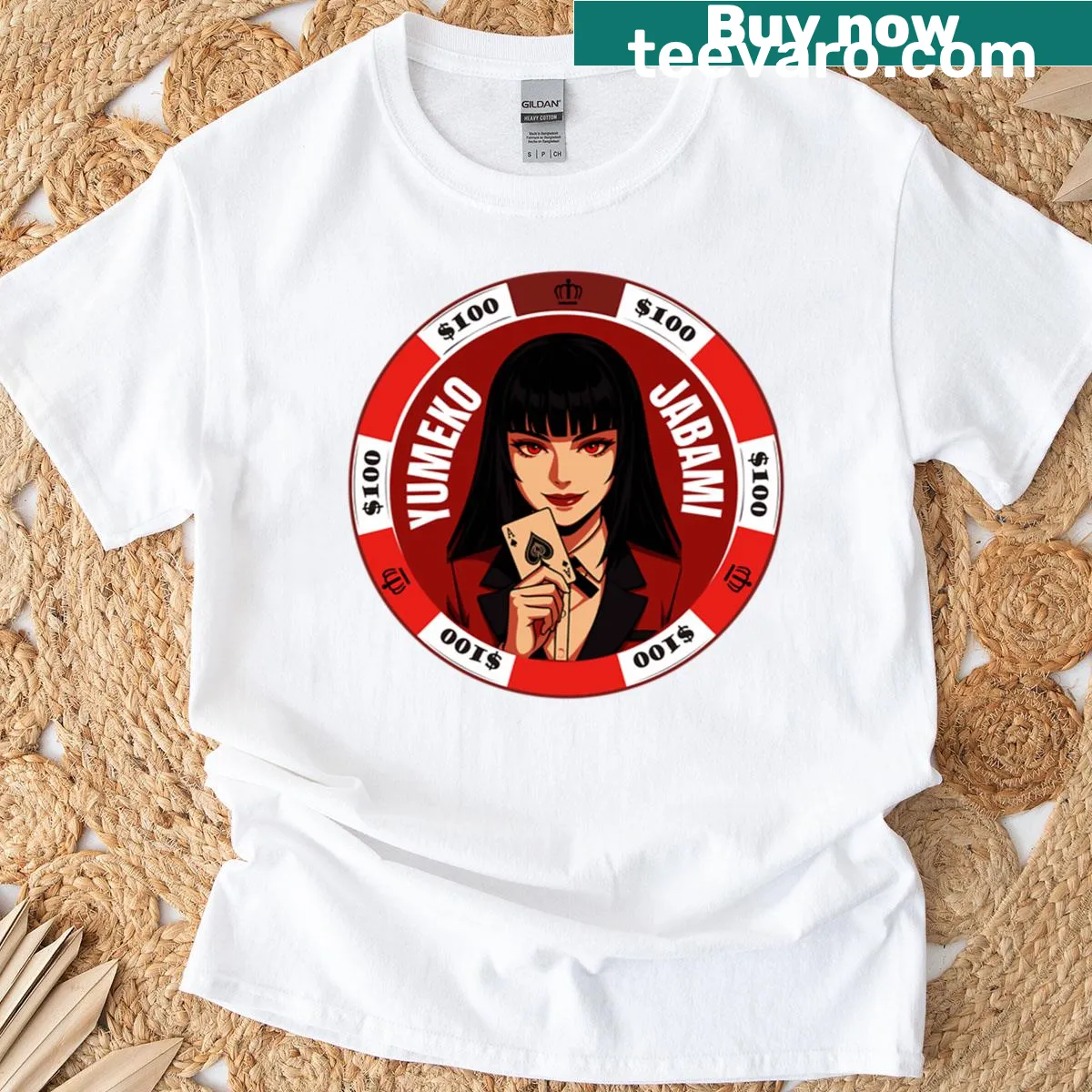 Oversized t-shirt with Yumeko design hinting at her dark secret — on a men's t-shirt
