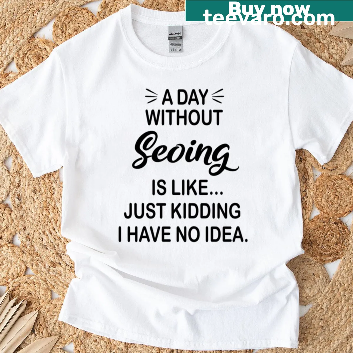Funny seoing lover t-shirt with humorous phrase in bold letters — on a men's t-shirt