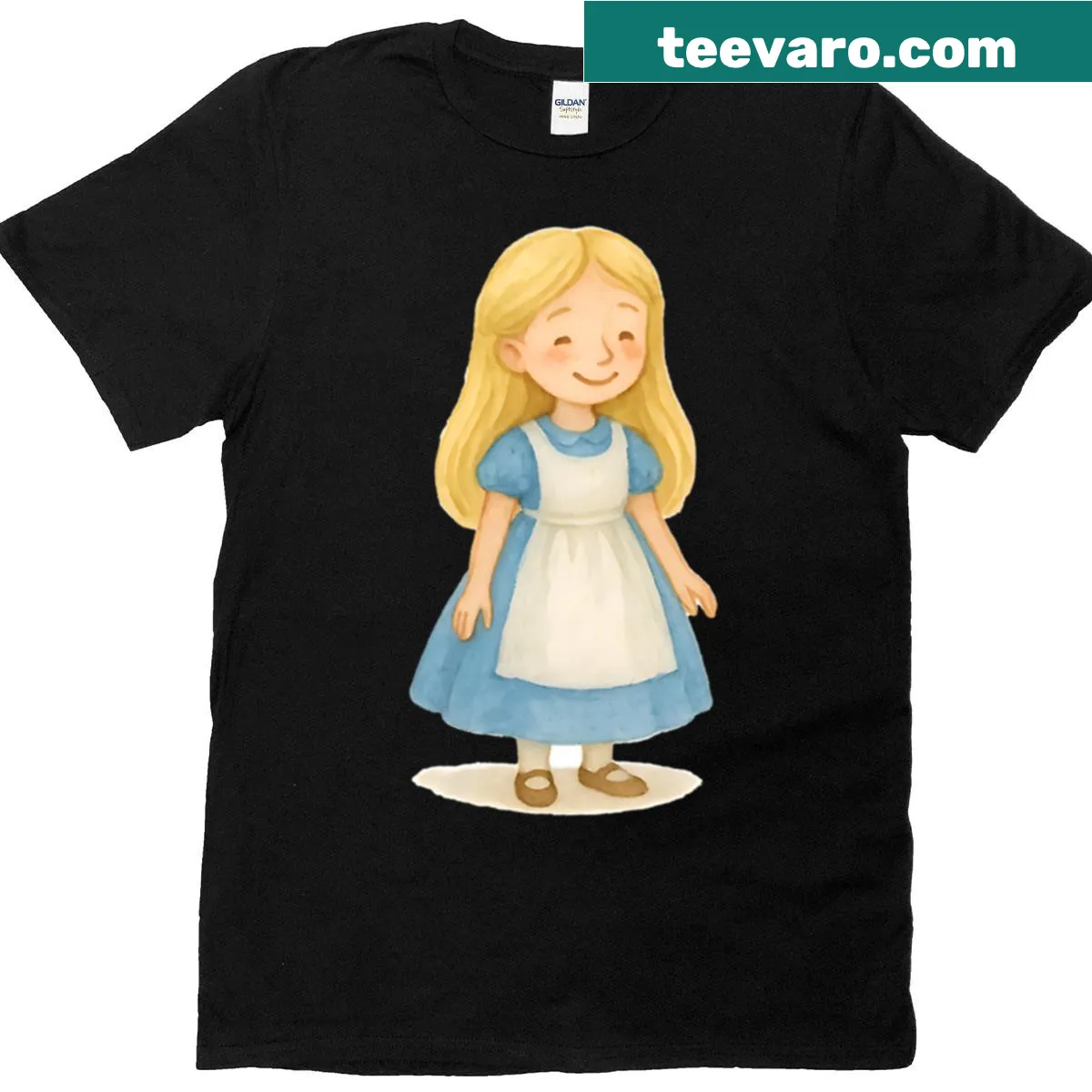 Oversized Alice In Wonderland themed T-shirt with cartoon illustrations — on a men's t-shirt