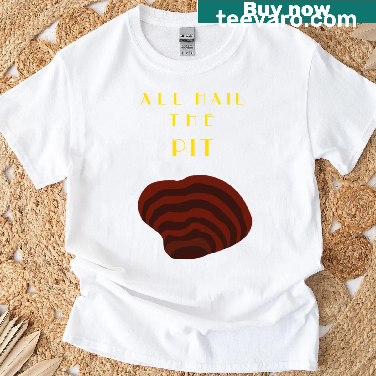 Oversized t-shirt with the phrase 'All Hail The Pit' printed boldly — on a men's t-shirt