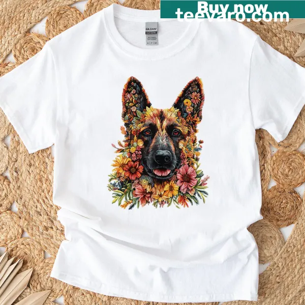 Illustrated T-shirt featuring a Belgian Shepherd