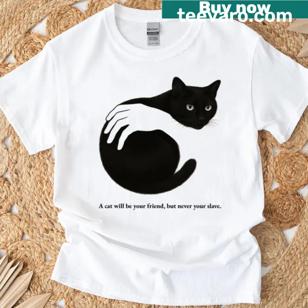 Illustration of a black cat being held by a pale hand