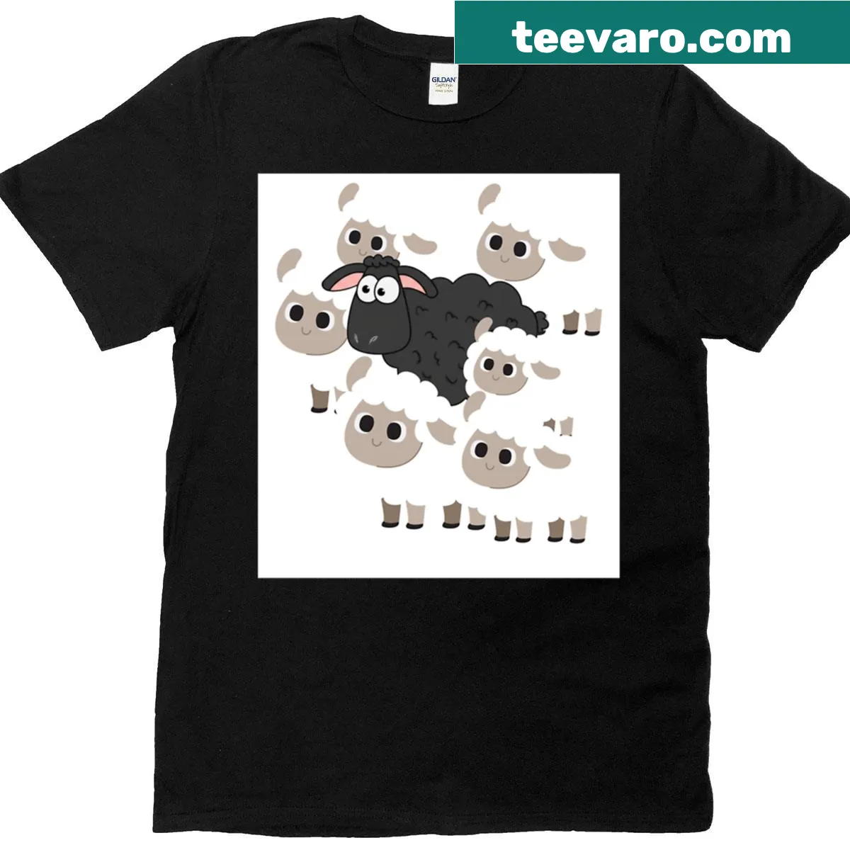 T-shirt with the phrase 'Black Sheep' in bold typography — on a men's t-shirt