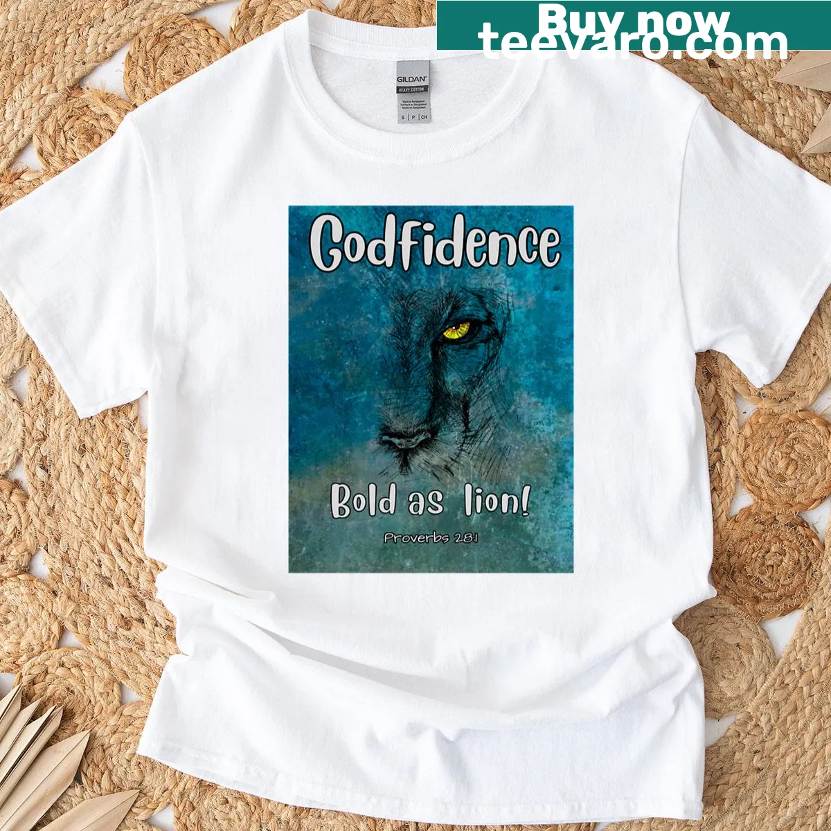 Oversized T-shirt with an inspirational faith message — on a men's t-shirt