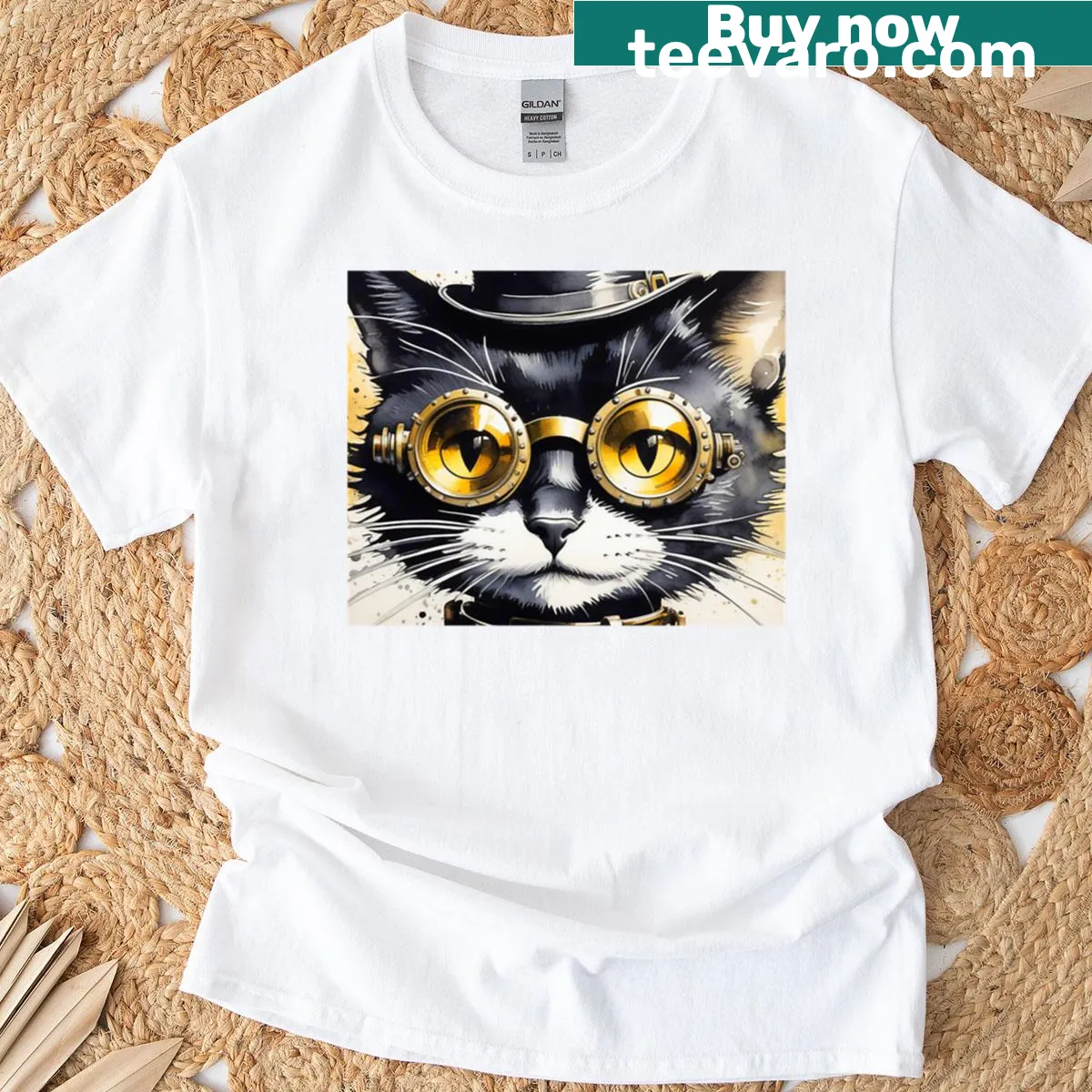 Vintage-inspired oversized T-shirt featuring Brooklyn Cat graphic — on a men's t-shirt