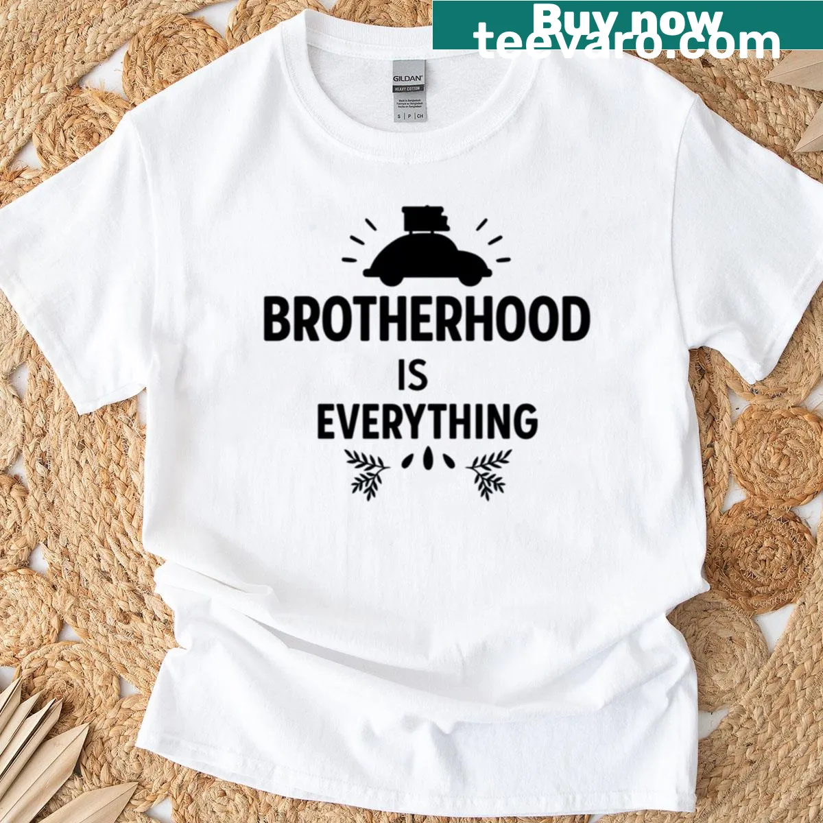 T-shirt with the quote Brotherhood Is Everything in stylish typography — on a men's t-shirt