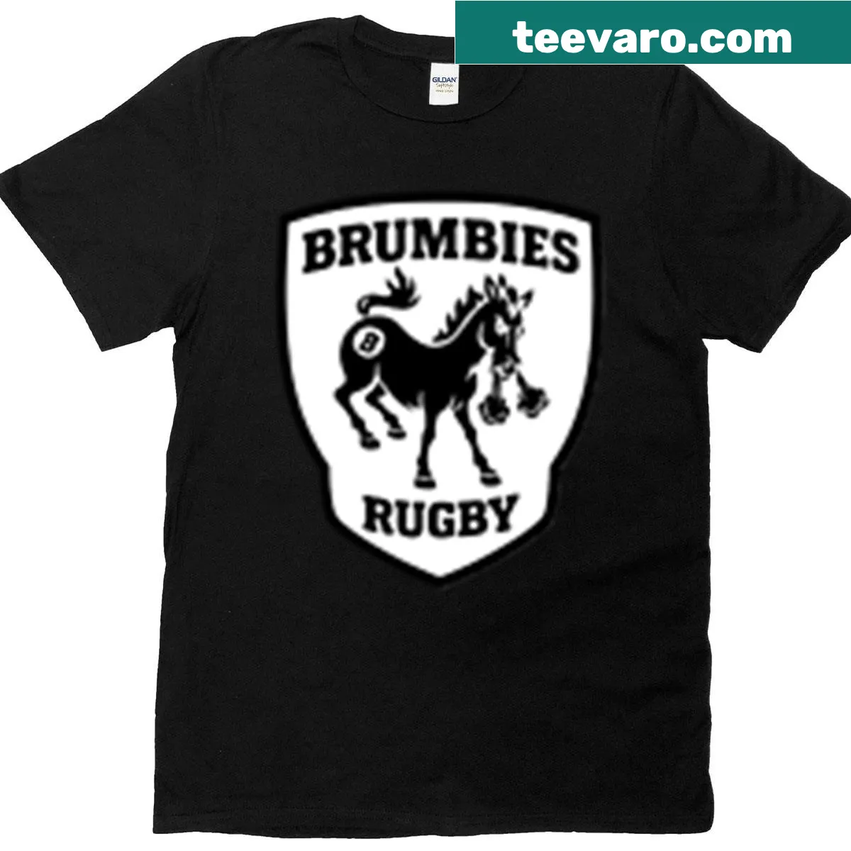 Black and white oversized Brumbies logo T-shirt — on a men's t-shirt