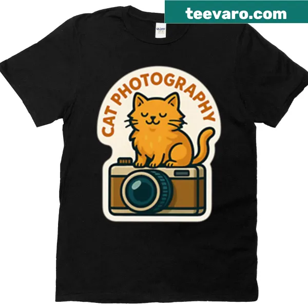 T-shirt featuring artistic design related to cat photography