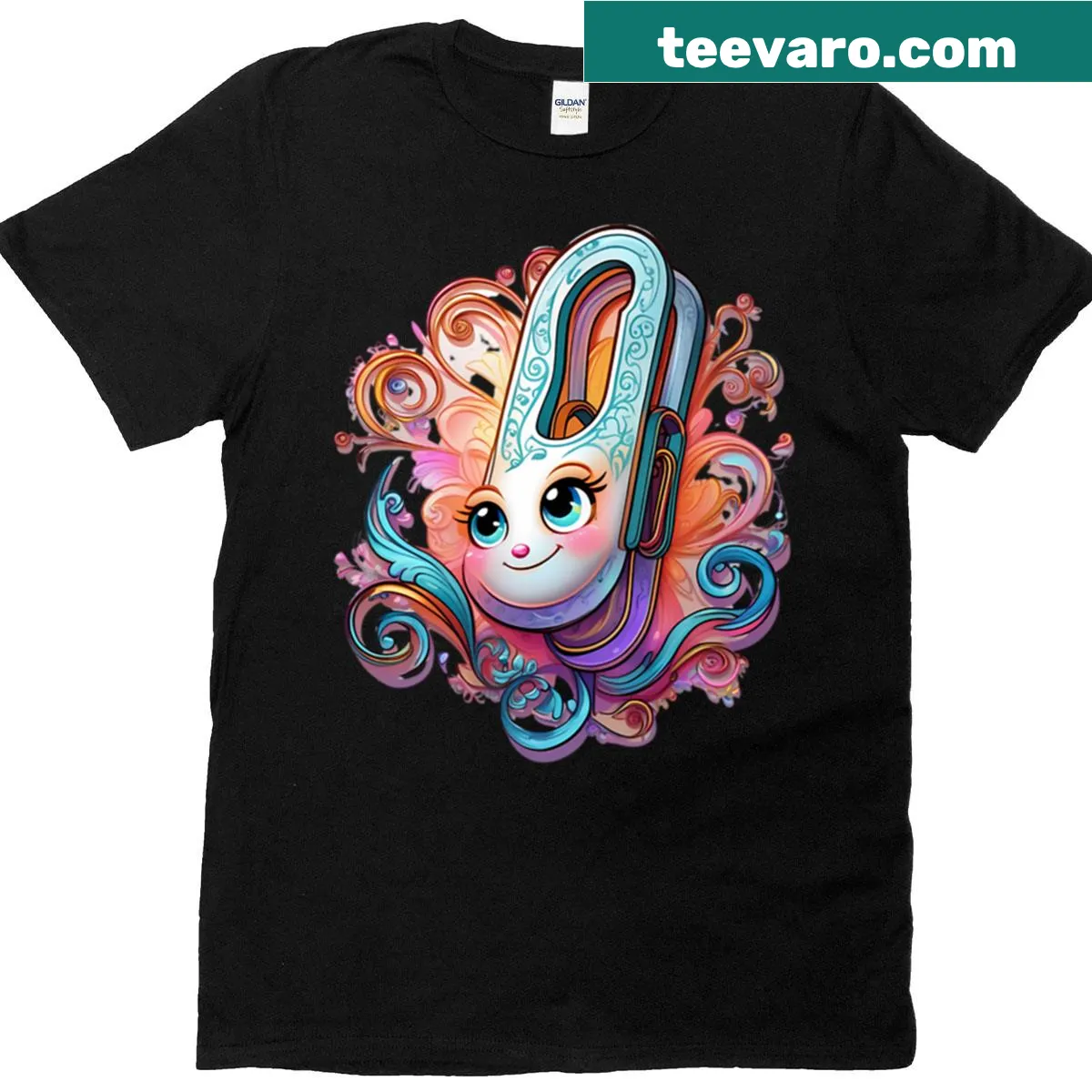 Vintage-inspired Clippy design with glitch effects on a T-shirt — on a men's t-shirt