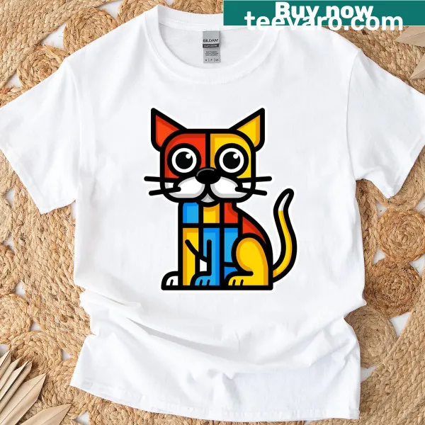 Cubistic illustration of a dog on a t-shirt