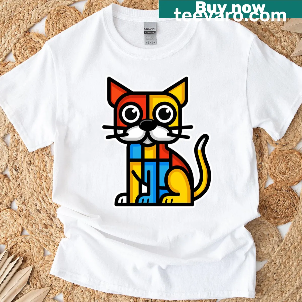 Cubistic illustration of a dog on a t-shirt — on a men's t-shirt