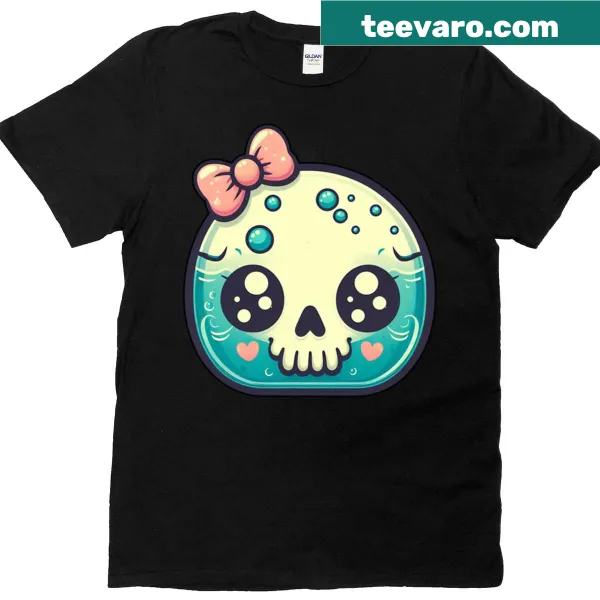 Kawaii skull t-shirt with cute bow design