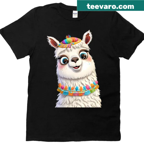Oversized t-shirt with cartoon llama and accessories