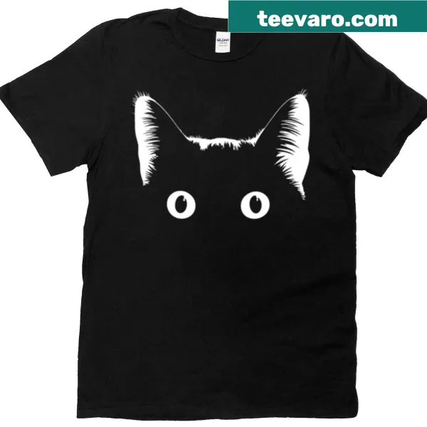 Illustration of a cute cat face on T-shirt for cat lovers