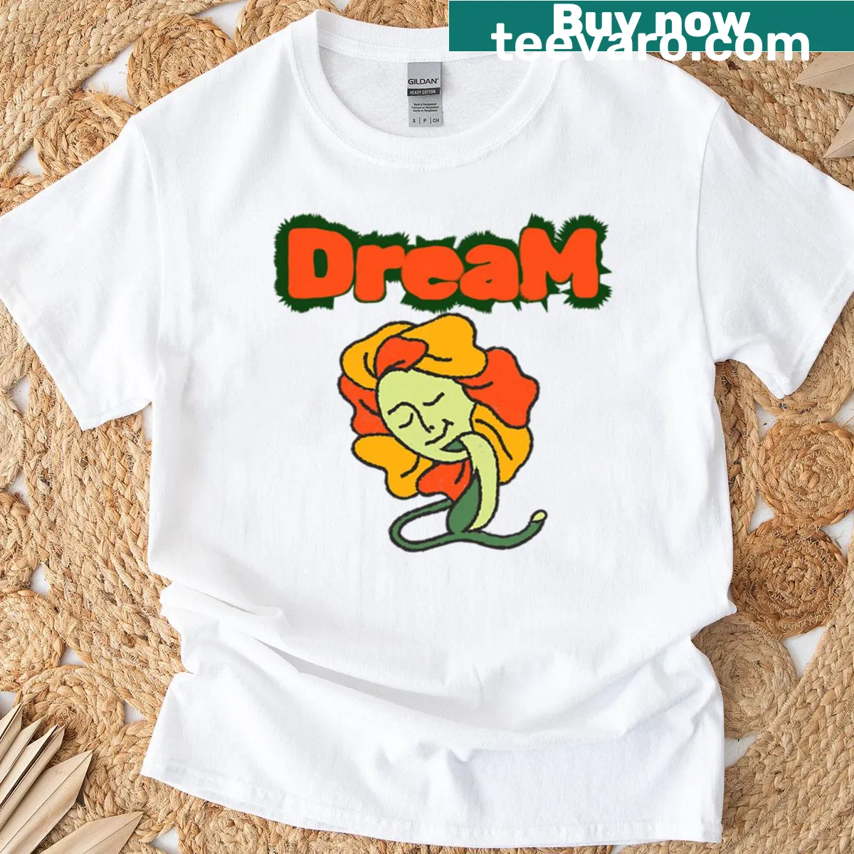Minimalist T-shirt featuring the word 'Dream' in a stylish font. — on a men's t-shirt