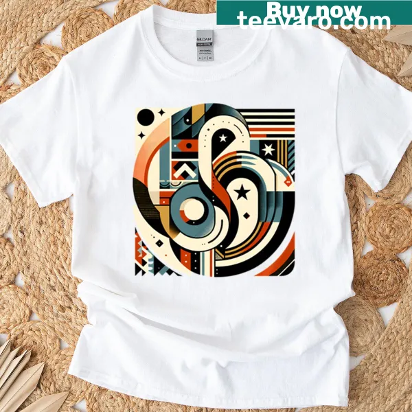 Geometric art T-shirt featuring an earthy star swirl design
