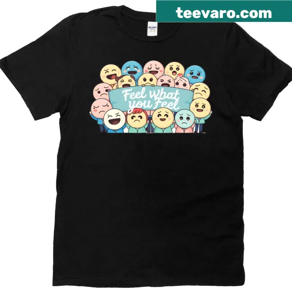 Cartoon design t-shirt promoting emotional wellness and expression