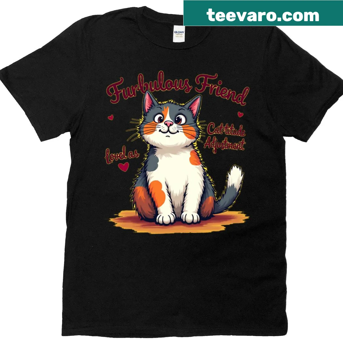 Funny oversized cat lover t-shirt with Furbulous Friend text — on a men's t-shirt