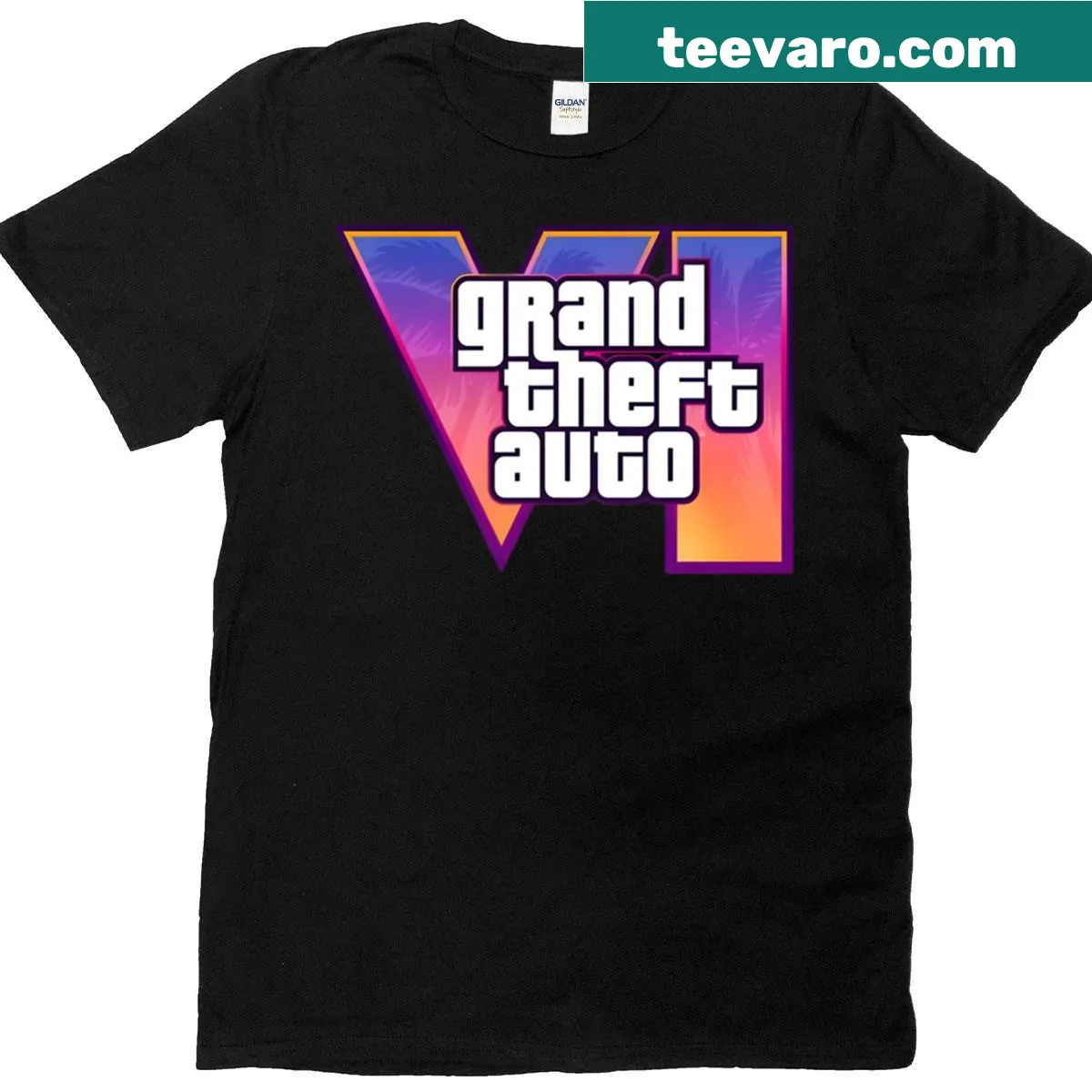 GTA 6 themed T-shirt with bold typography — on a men's t-shirt