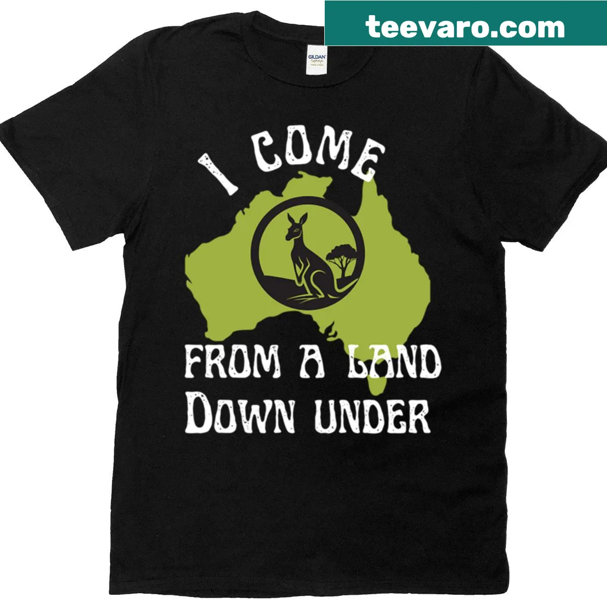 T-shirt with 'I Come From A Land Down Under' text — on a men's t-shirt