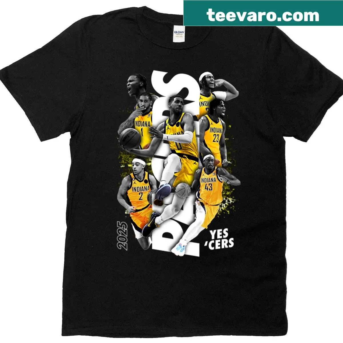 T-shirt with Indiana Pacers logo in badge style — on a men's t-shirt
