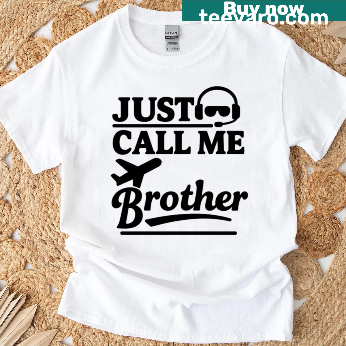 Funny T-shirt with the quote 'Just Call Me Brother' in bold typography — on a men's t-shirt