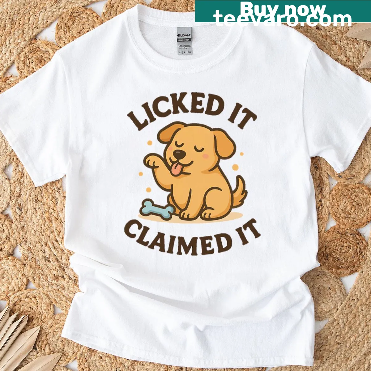 Licked It Claimed It funny dog lover T-shirt — on a men's t-shirt