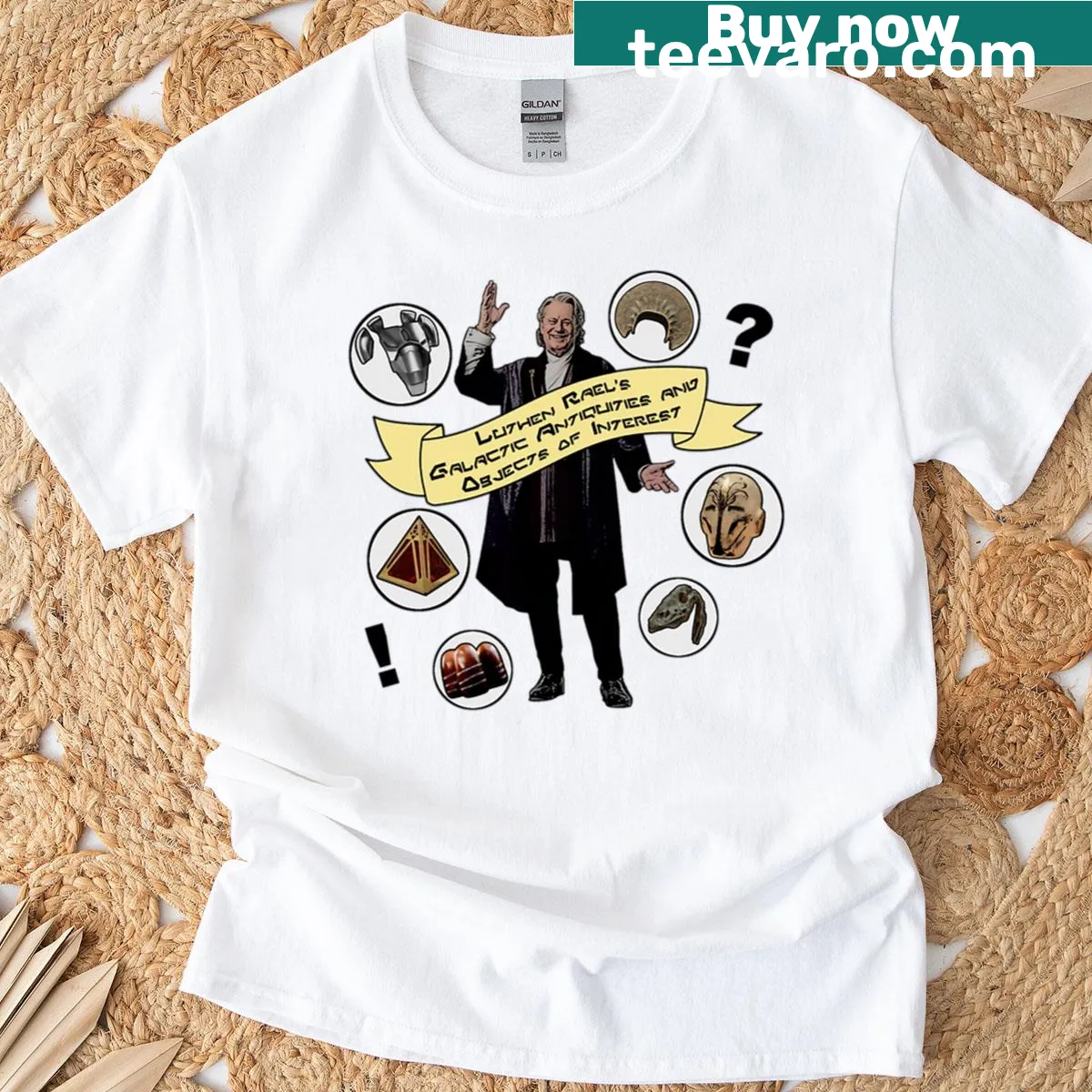 Luthen Raels galactic themed T-shirt — on a men's t-shirt