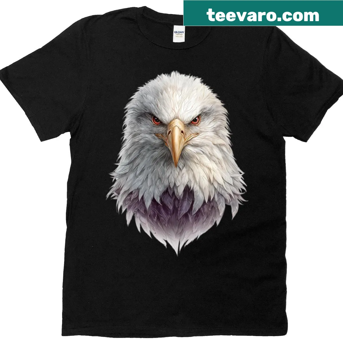 Bald eagle design gazing fiercely on a T-shirt — on a men's t-shirt