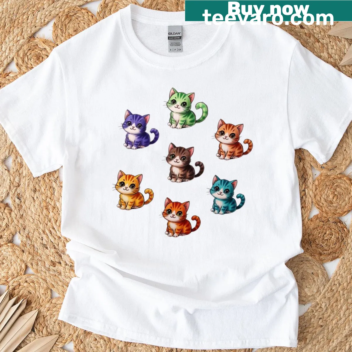 Illustration of playful cats on a casual t-shirt — on a men's t-shirt