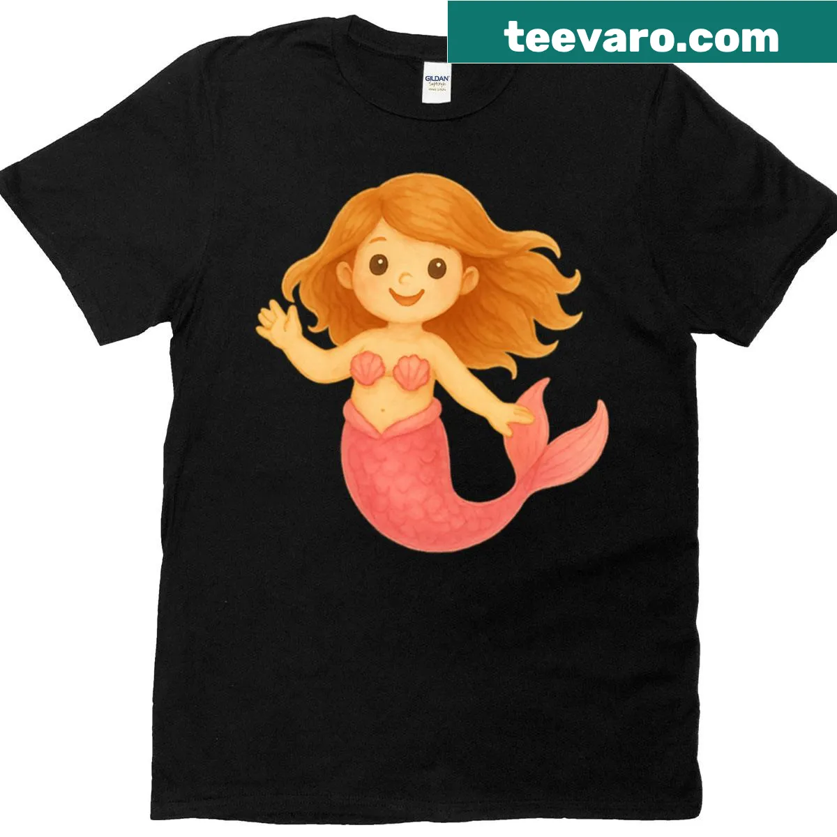 Illustration of Mavis the Mermaid on a t-shirt for kids. — on a men's t-shirt