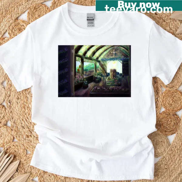 Oversized t-shirt with whimsical chapel design for kids.